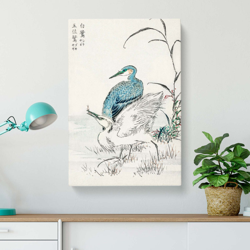 Heron & Egret by Numata Kashu - Wrapped Canvas Print, 76cm H x 50cm W x 3cm D