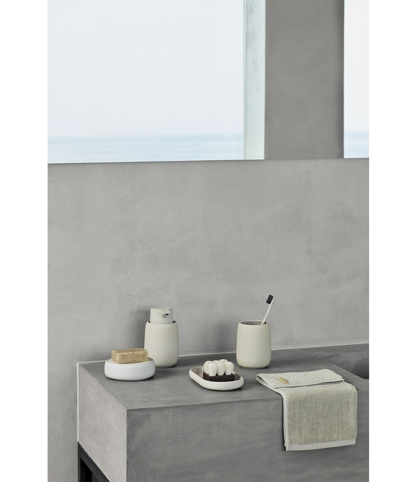 Sono Bathroom Storage Container, Moonbeam Cream