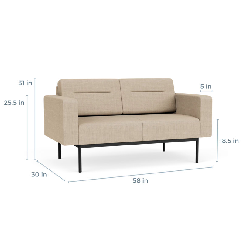 Causeuse de réception Darsey, Sans alimentation, Noir, Chambray calcaire