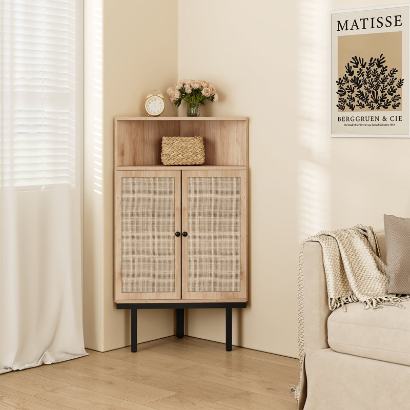 Armoire de coin 4,7 po Boho, Bois jaune