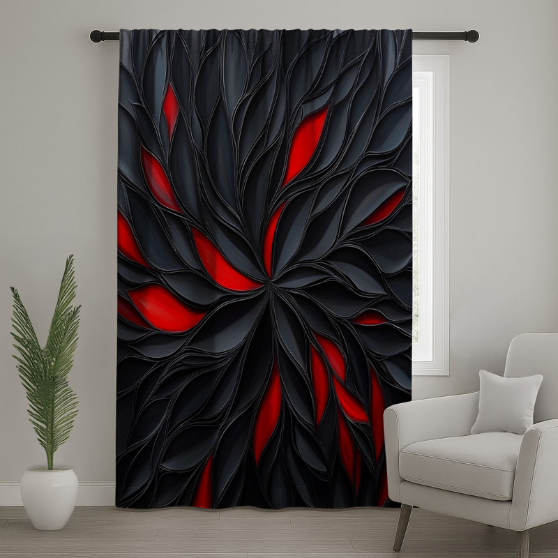 Rideaux noirs à motif de pétales, voilages et voilages occultants - 1 panneau, Transparent, 50 po x 80 po - 1 panneau