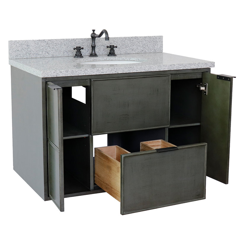 Ensemble de meuble-lavabo simple mural 37 "37", Granite