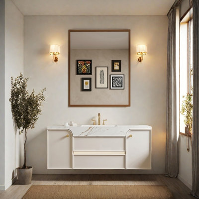 French retro cream style bathroom cabinet