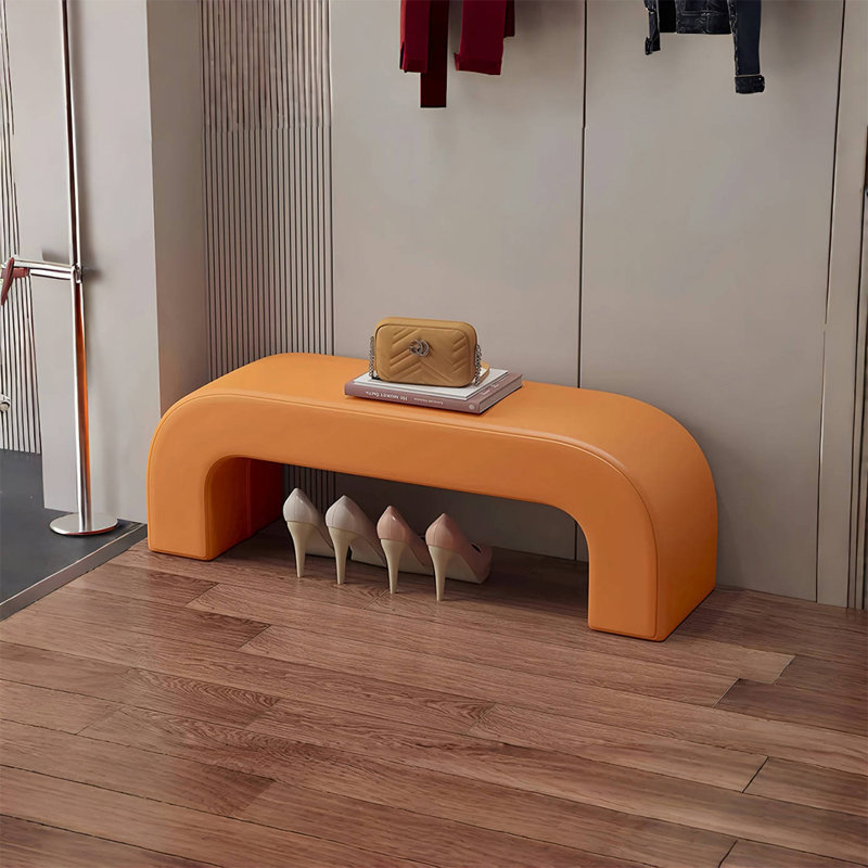 Banc de rangement rembourré en similicuir Light Luxury Home, Orange