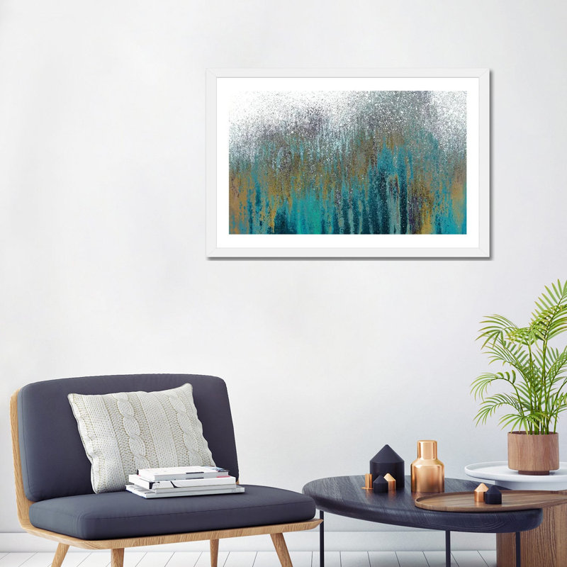 «Teal Woods» par Roberto Gonzalez - reproduction d'art, H 24 po x l 32 po x P 1 po, Papier encadré blanc, Blanc