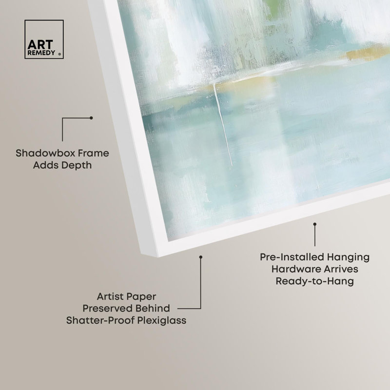Miroir Aqua Dream I, Shadowbox, impression murale sarcelle par Art Remedy, H 17 po x l 25 po, Blanc