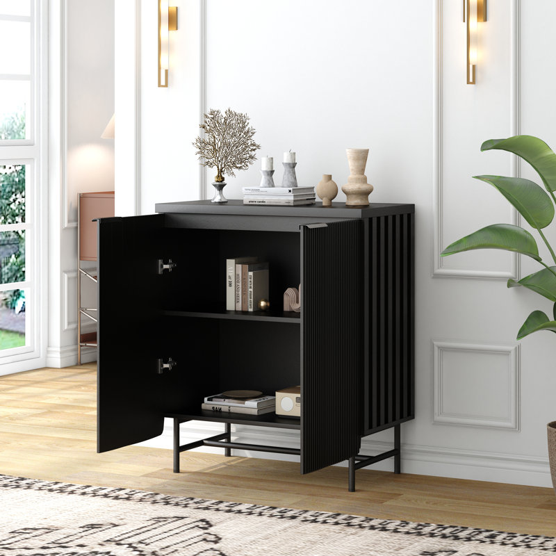 Buffet Mid-Century et Scandinavian, H 35,45 po x l 30,31 po x P 16,53 po, Noir, noir, noir, noir