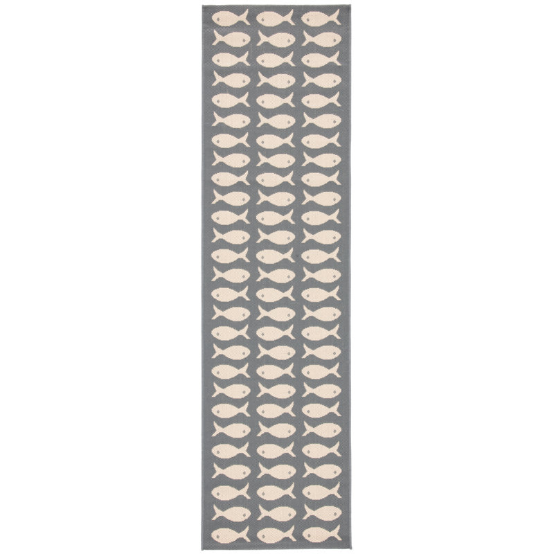 Annika Gray/Beige Indoor/Outdoor Area Rug, Runner 2'3" x 6'7"