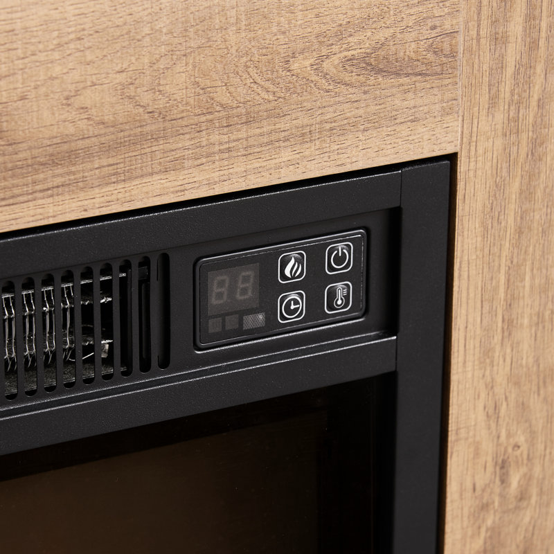 Meuble télé avec foyer électrique, effet de feu 3D, conduit, port, l 58 po pour téléviseurs de 32 à 62 po, lumières DEL de couleur chêne de 58 po, charge, convient au chêne