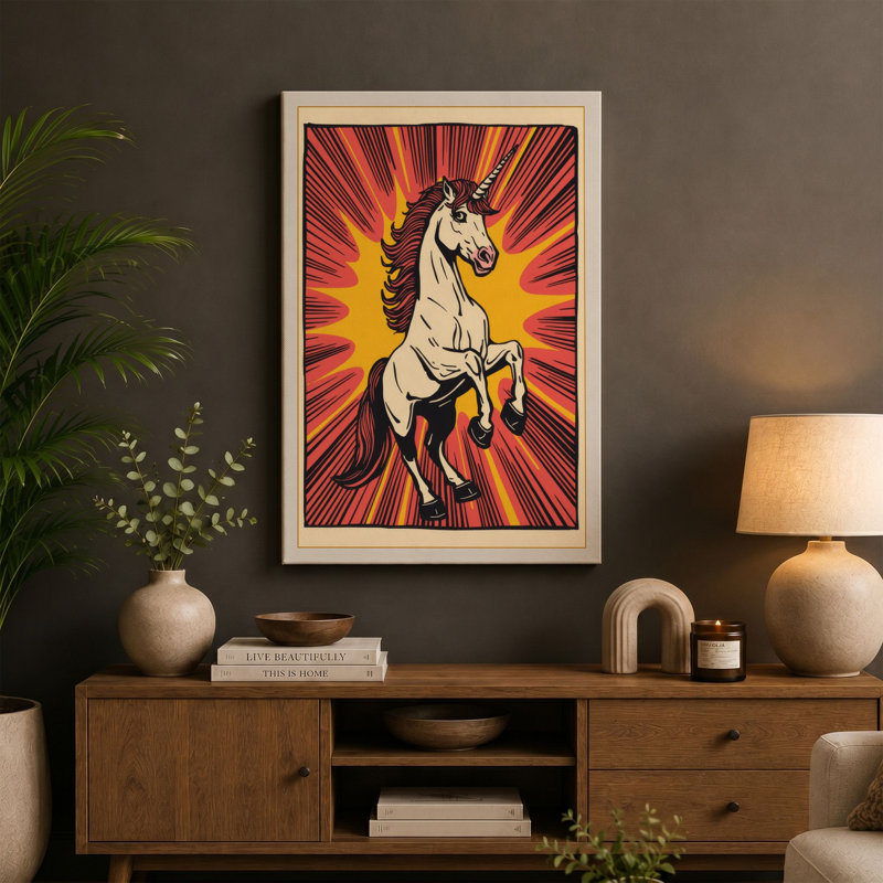 Radiant Horse Retro - Wrapped Canvas, 18x12 - 45.7 x 30.5 cm, Taupe Border