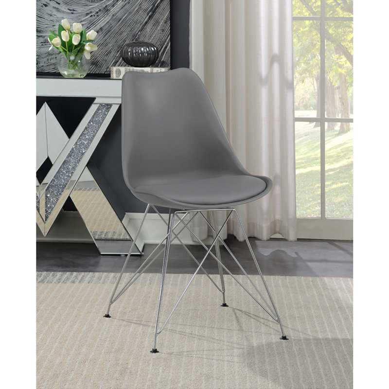 Of 2 Polypropylene Side Chairs, Grey With Metal Base Design & Sleek