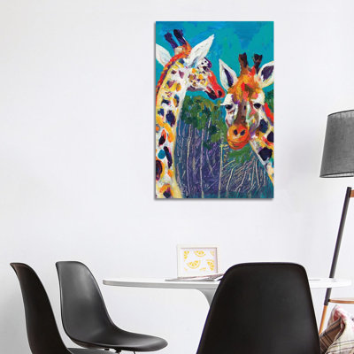 Colorful Giraffes by Andy Beauchamp - Wrapped Canvas Painting