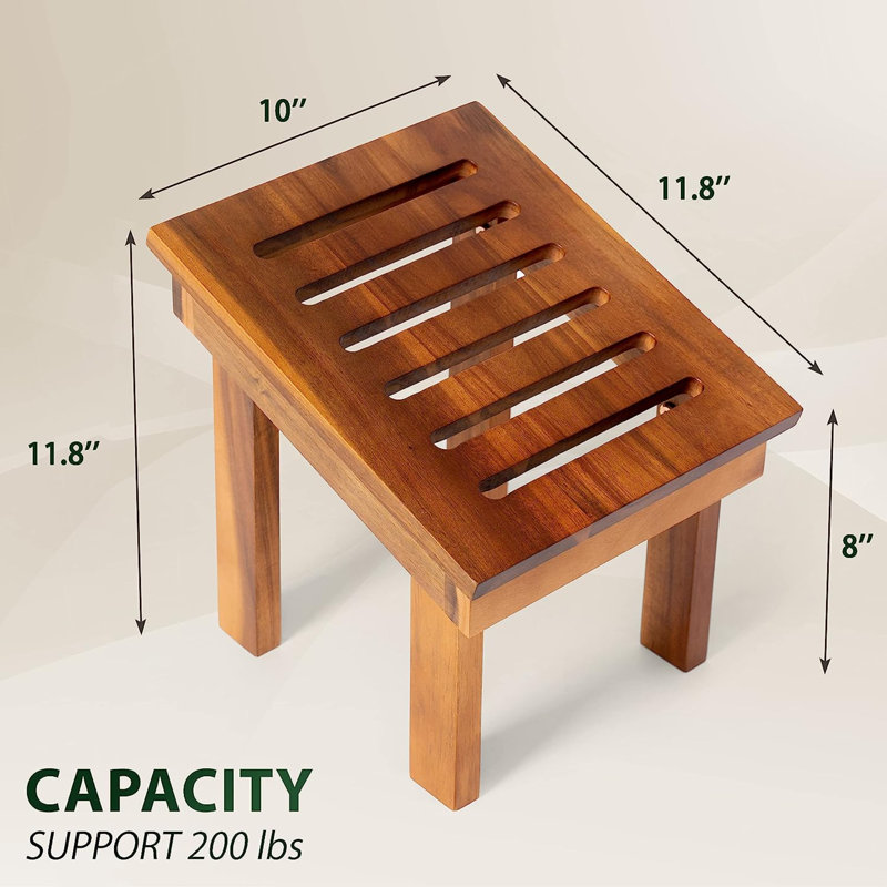 Carmisha 11.8'' W Solid Wood Shower Bench