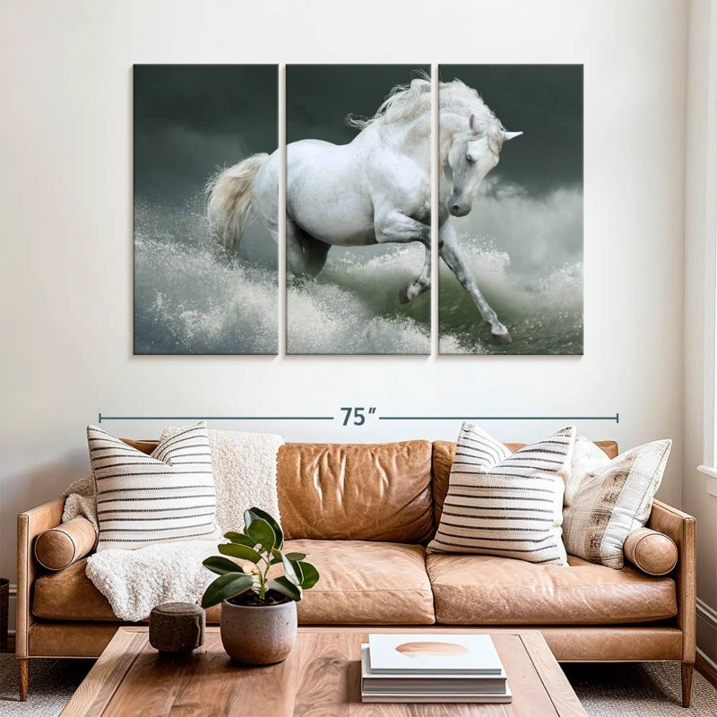 Seaside White Horse, 42" H x 65" W