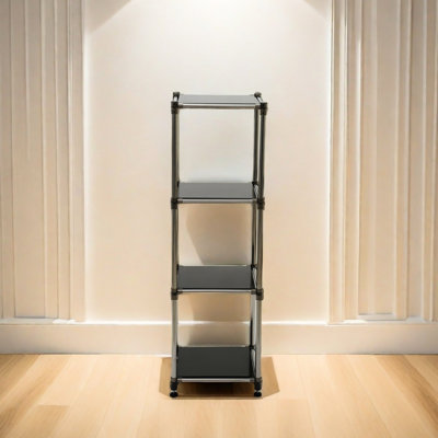 4 Stainless Steel Storage Shelf, 100Lbs Load Capacity Per Black, For Garage, Basement, Utility Room, Indoor/Outdoor Organization