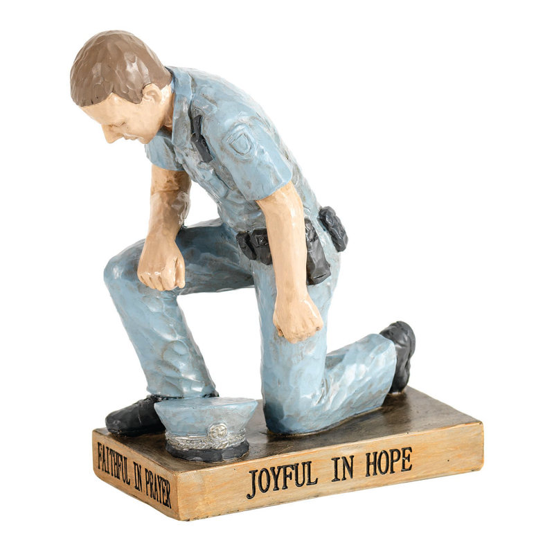 Figurine sculptée en bois priant de officier de police Abingt