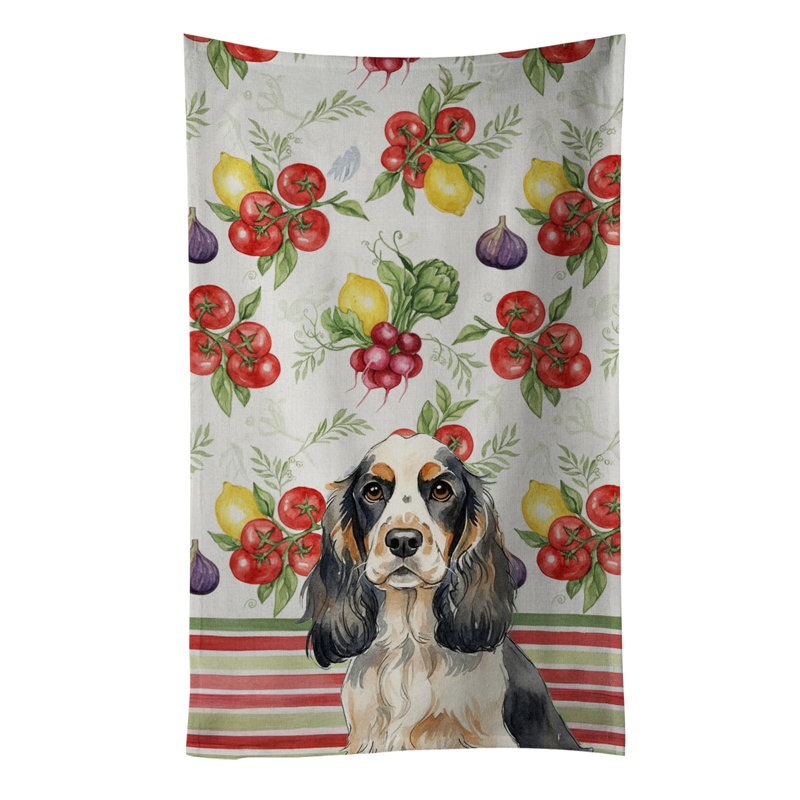 Parti Cocker Spaniel Vegetables Kitchen Towel, Parti Cocker Spaniel