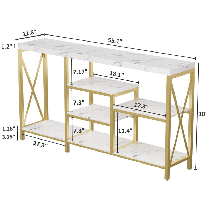 Console de 55,1 po, Marbre blanc, Or