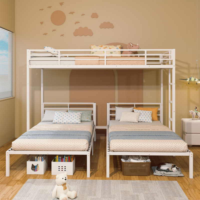 Lits superposés triples détachables, en métal, format simple, pour maison familiale moderne et peu encombrante