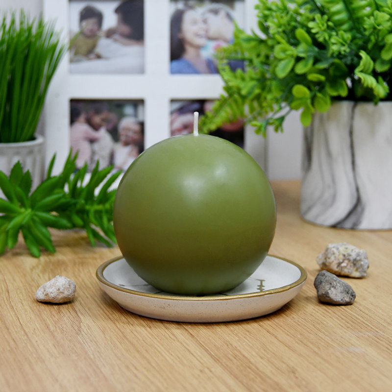 Unscented Novelty Candle, Green, Set of 2, 4" Diameter