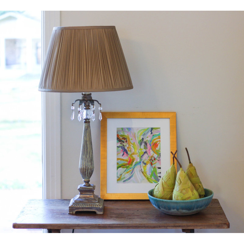 Slanted Paperback Pleated Tafetta Lampshade, Ash Gray, 9" H x 14" W x 14" D
