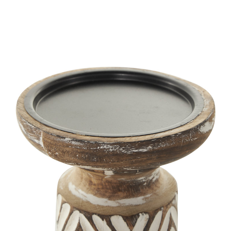 10.00'' H Wood Tabletop Candlestick, Matte Black