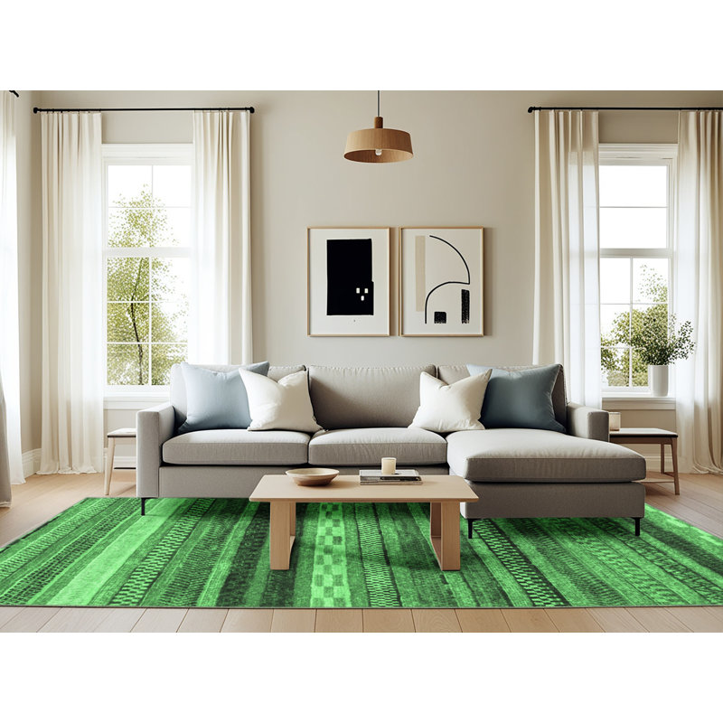 Washable Geometric Indoor Rug, Rectangle 6' x 9'