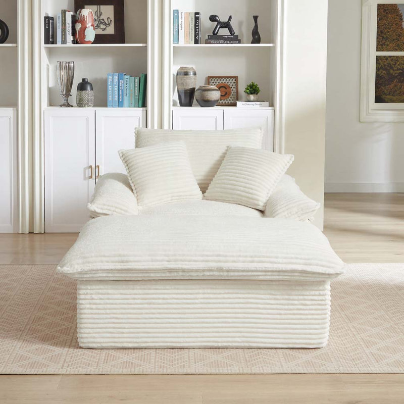 Méridienne avec repose-pieds, coussin lombaire, Beige