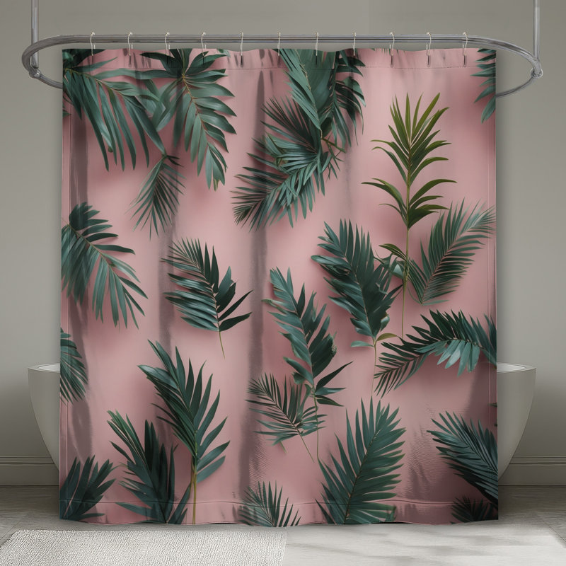 Rideaux de douche Green Palm Leaves, L 70 po x H 84 po
