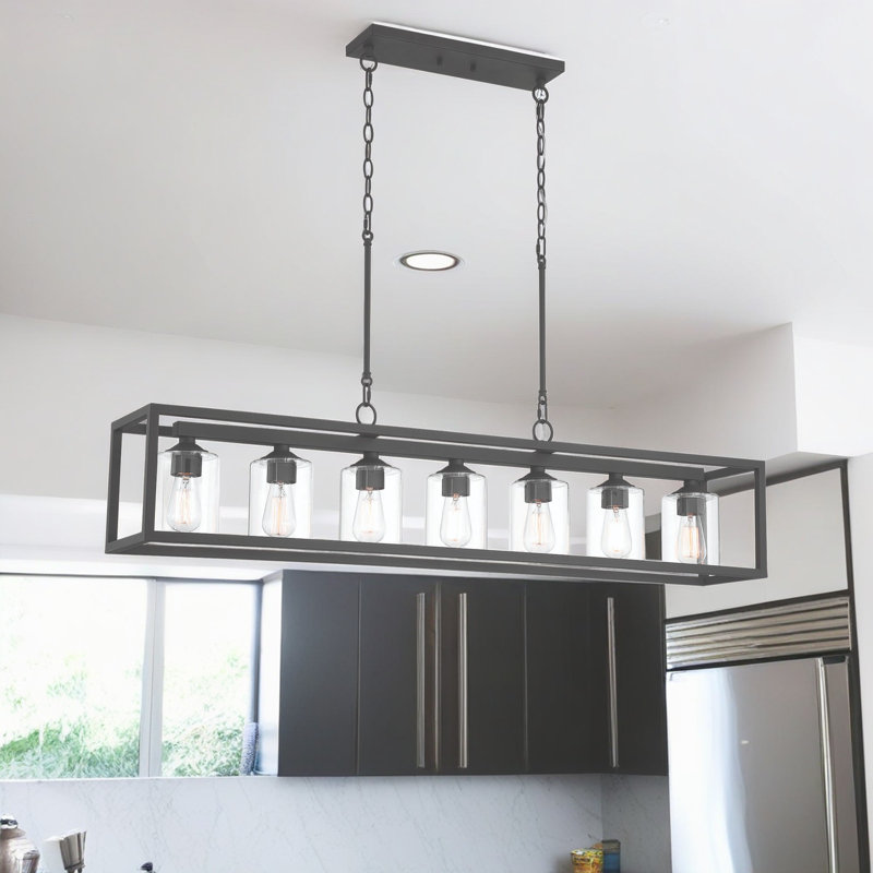 Elutheria 7-Light Dimmable Rectangle Chandelier, Black