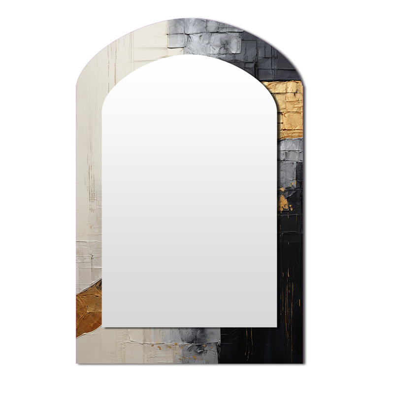 Gris gris or minimalisme Poteries - Miroir mural gris moderne, 43 po x 33 po
