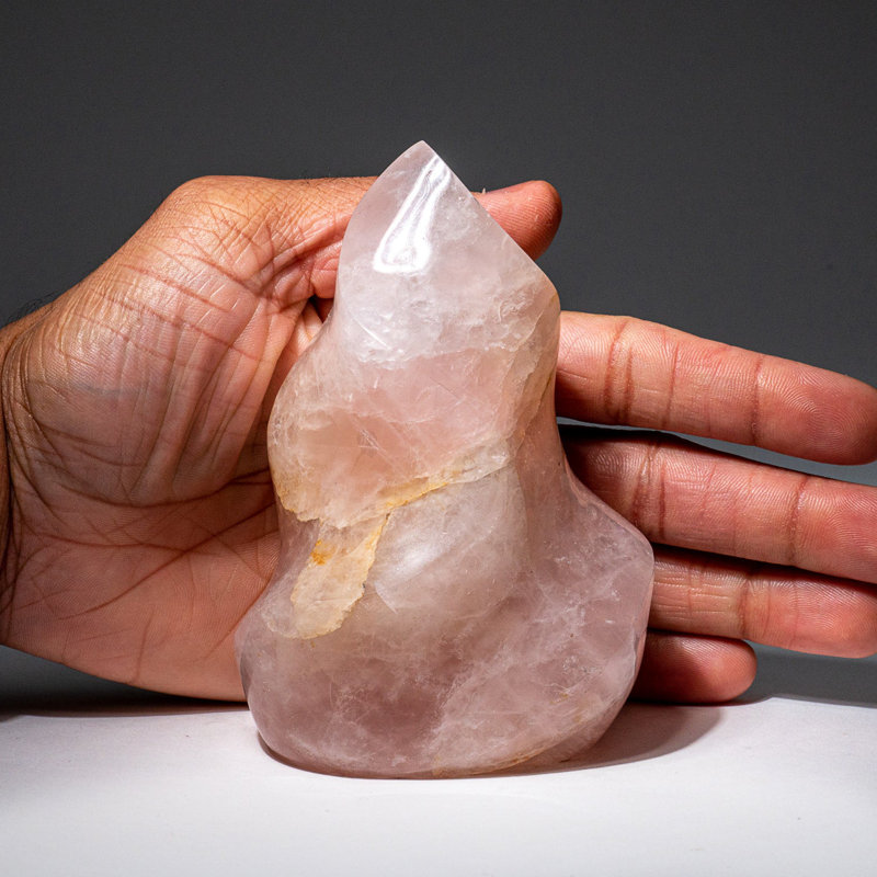 Polished Rose Quartz Flame Freeform from Brazil (1.3 Lbs)