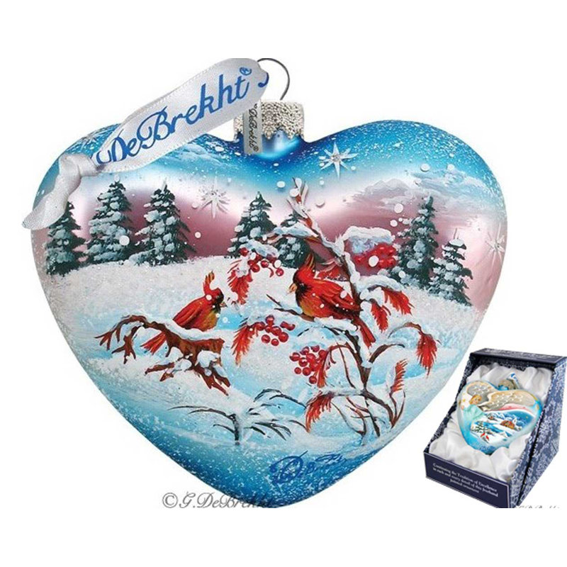 Ornement Holiday Holiday Splendor Winter Birds Heart