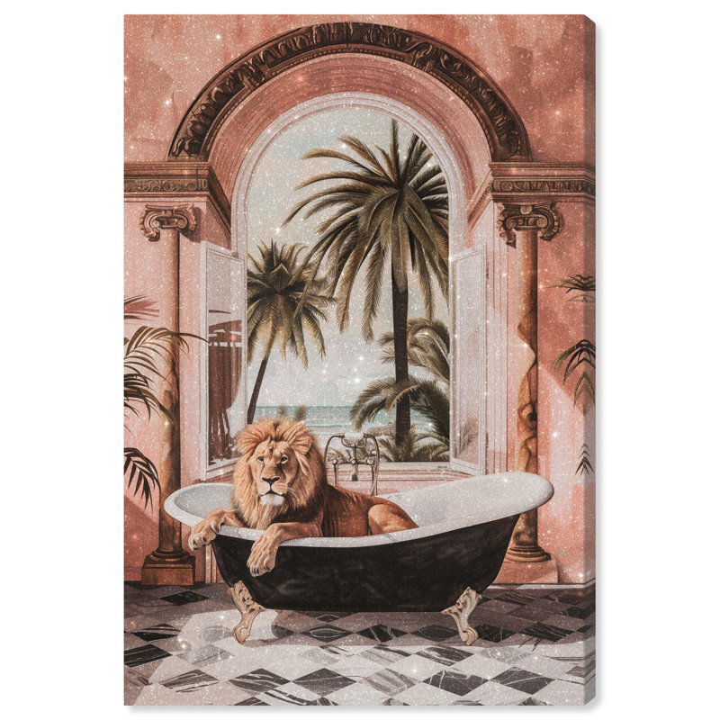 «Sleeping Lion Bath» par Art Remedy, Toile tendue, H 24 po x l 16 po