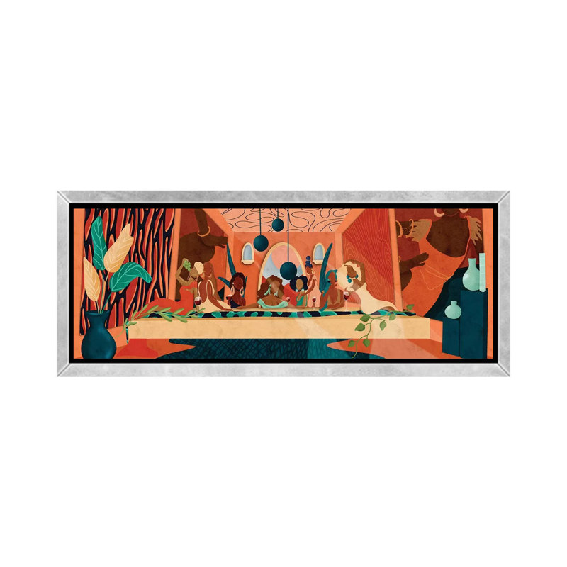 «Last Supper» - Impression panoramique, H 20 po x l 60 po x P 1,5 po, Toile encadrée, Argent argent