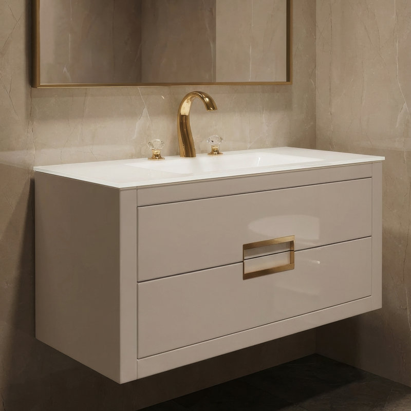 Rock Widespread Bathroom Faucet, Polished Gold
