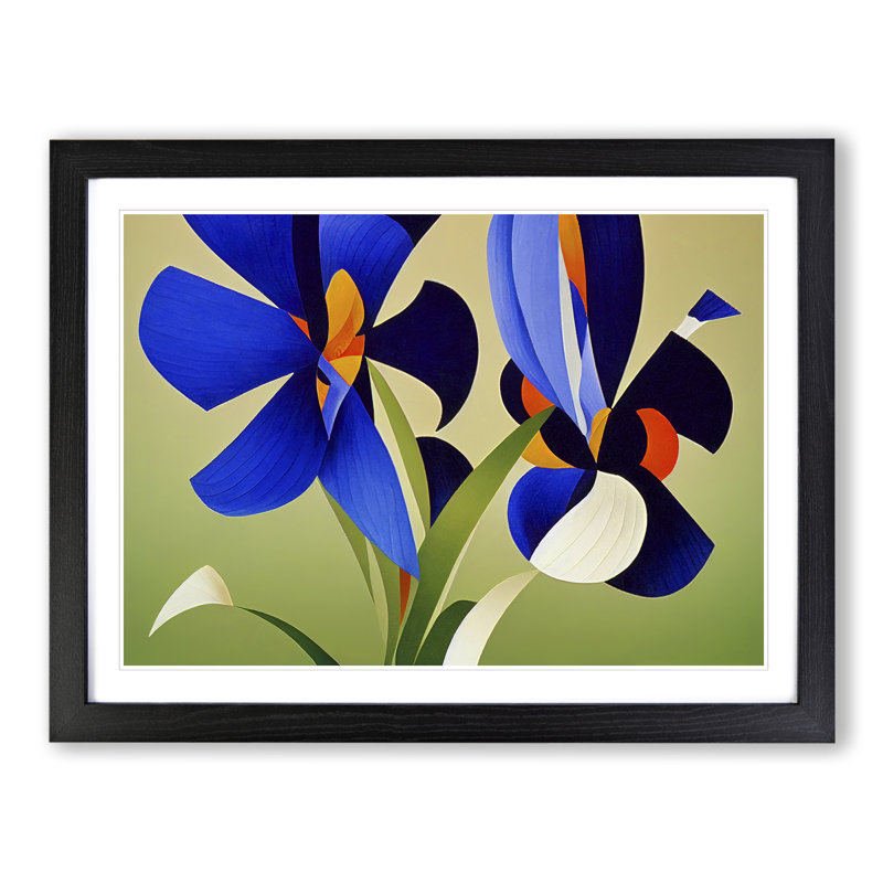 Iris Flowers Abstract - Framed Print, Black, 46cm H x 64cm W x 2cm D