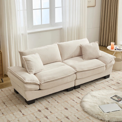 Renville 84" Upholstered Pillow-Top Arm Loveseat Sofa with 2 Throw Pillows by Latitude Run