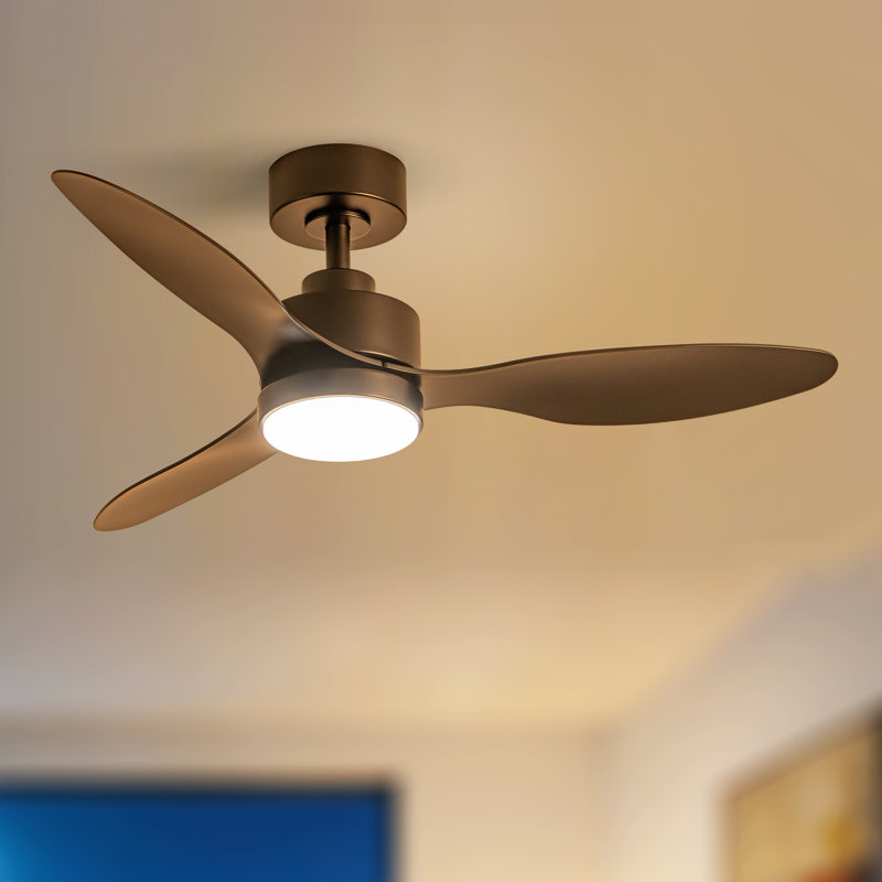 42 in. Black Low Profile Standard Ceiling Fan with Light, App & Remote Control