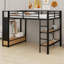 Lit mezzanine avec garde-robe, tablettes de rangement et panneau perforé-1254086558