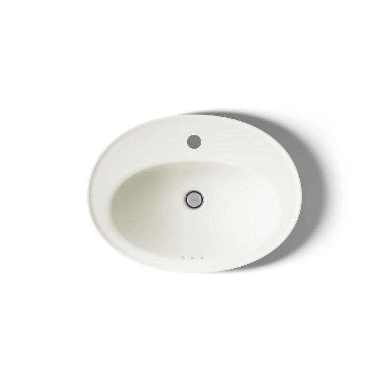 Serif Ceramic Oval Drop-In Bathroom Sink with Overflow, Single, Biscuit