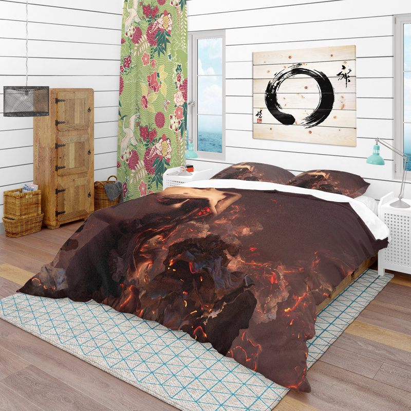 Housse de couette en microfibre brune, Housse de couette double / grand et 2 taies