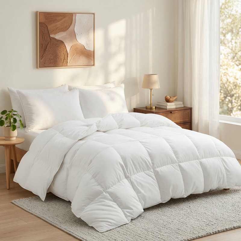 All Season Goose Feather & Down Duvet Insert – Breathable Comforter, King