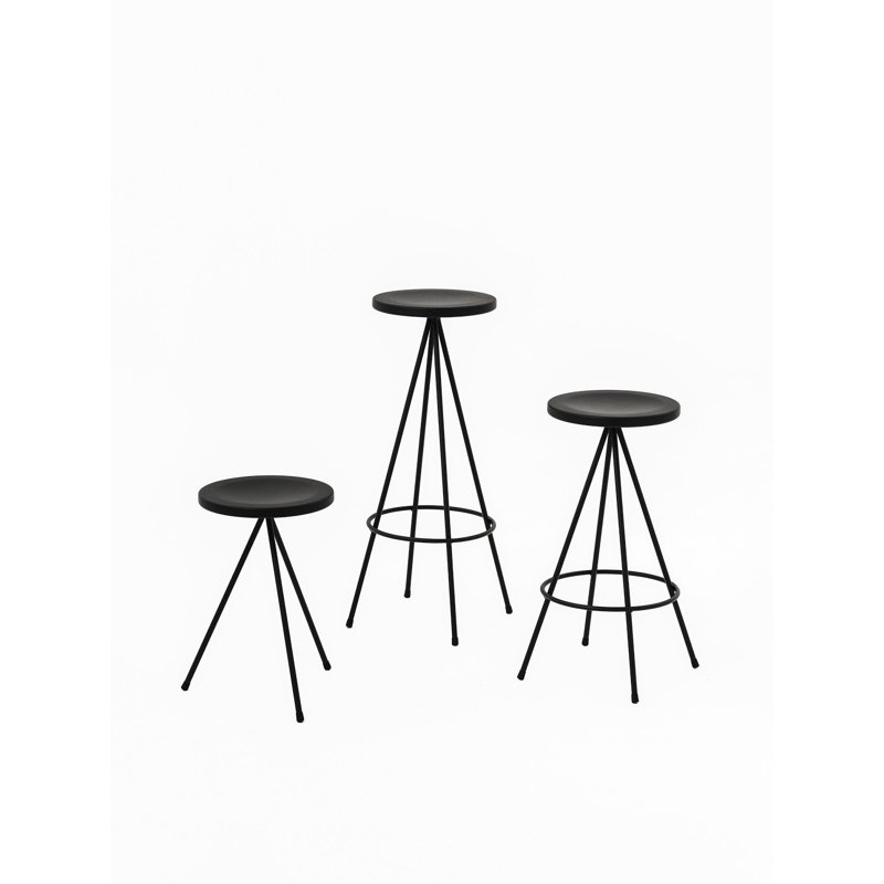 Anakie Powder Coated Steel Outdoor Stool, Black