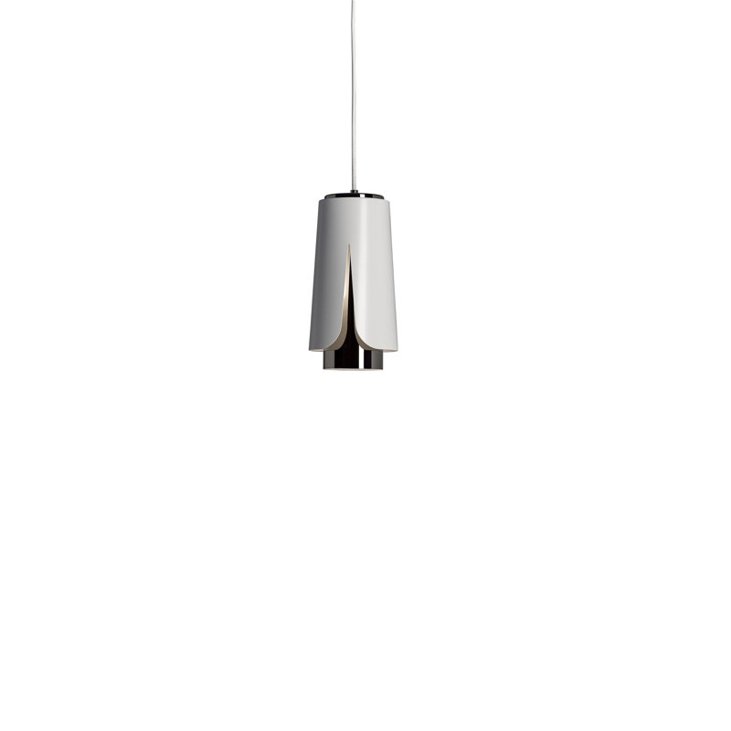 Tulipa 1 - Light Chrome Unique/Statement Pendant, Matt White/Black Chrome