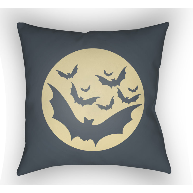  Bats Indoor/Outdoor Throw Pillow, 20" H x 20" W x 4" D, Teal