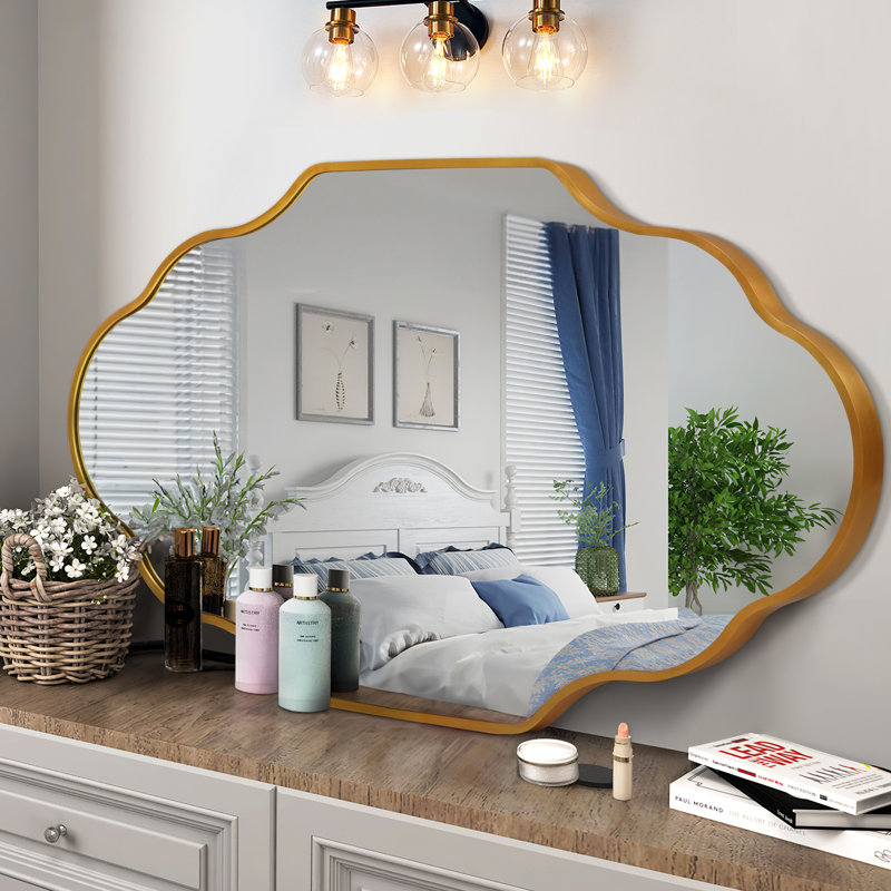 Oval Bathroom Mirror, Aluminium Frame Vanity Mirror with 4mm HD Shatterproof Glass, Wall Mounted Portrait or Landscape, Gold