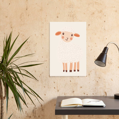 Cute Little Lamb Abstract Contemporary Landscape Nature Wall Art Print 1 Piece Wrapped Canvas Wall Art