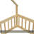 Full Wood House-Shaped Floor Bed With Fence, Guardrails,Natural-300308391-300308386
