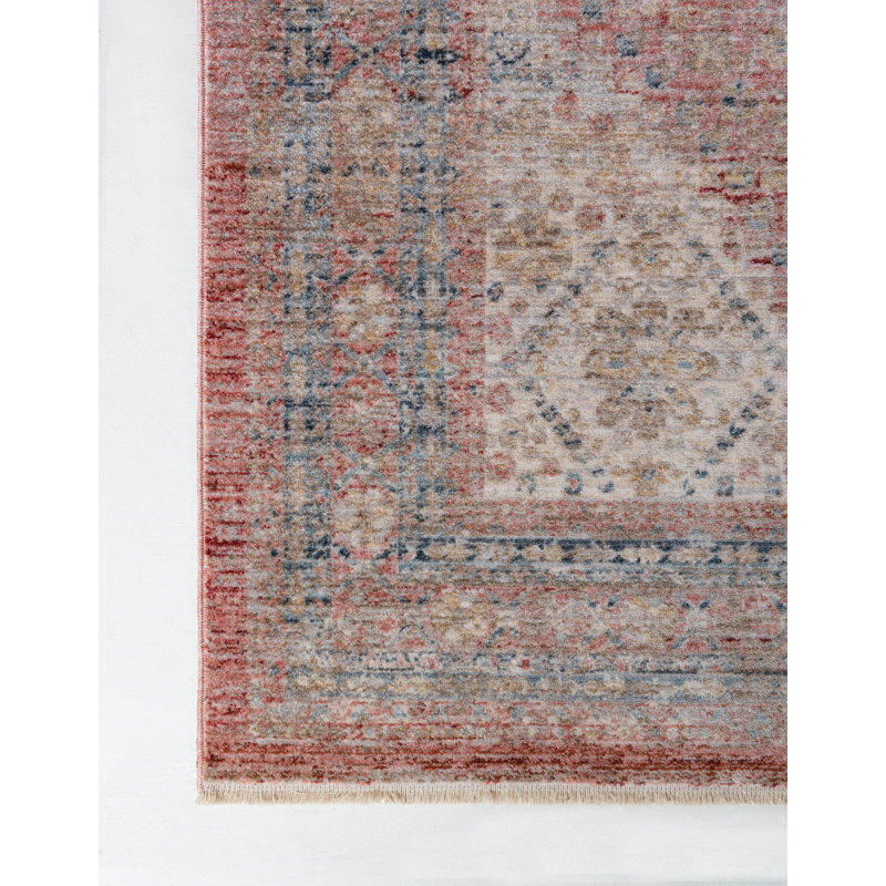Tapis rouge rouille Kyla, Rond 5 pi 1 po